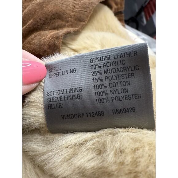 Wilson Leather Suede Faux Shearling Aviator Jacket Brown Coat Women’s Medium - Picture 11 of 12